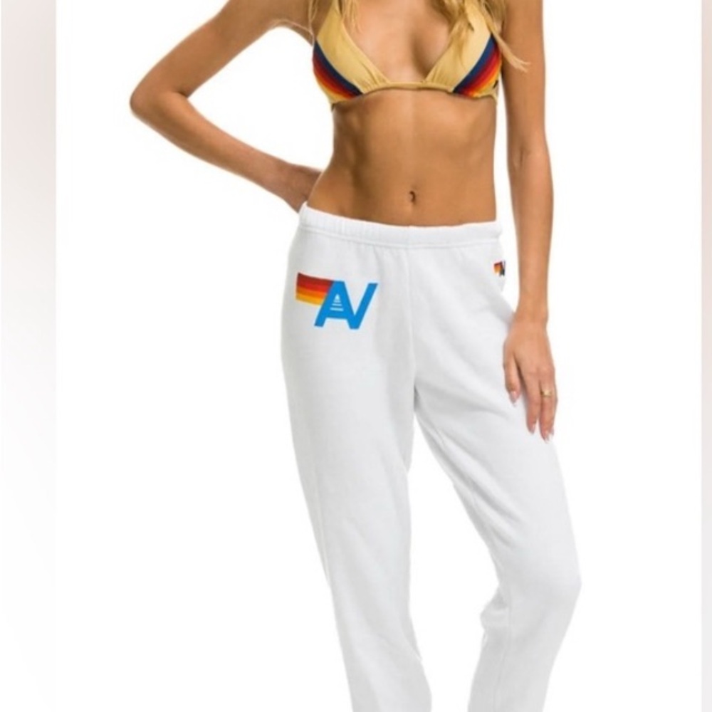 Aviator Nation Logo  Sweatpants White, Sz M